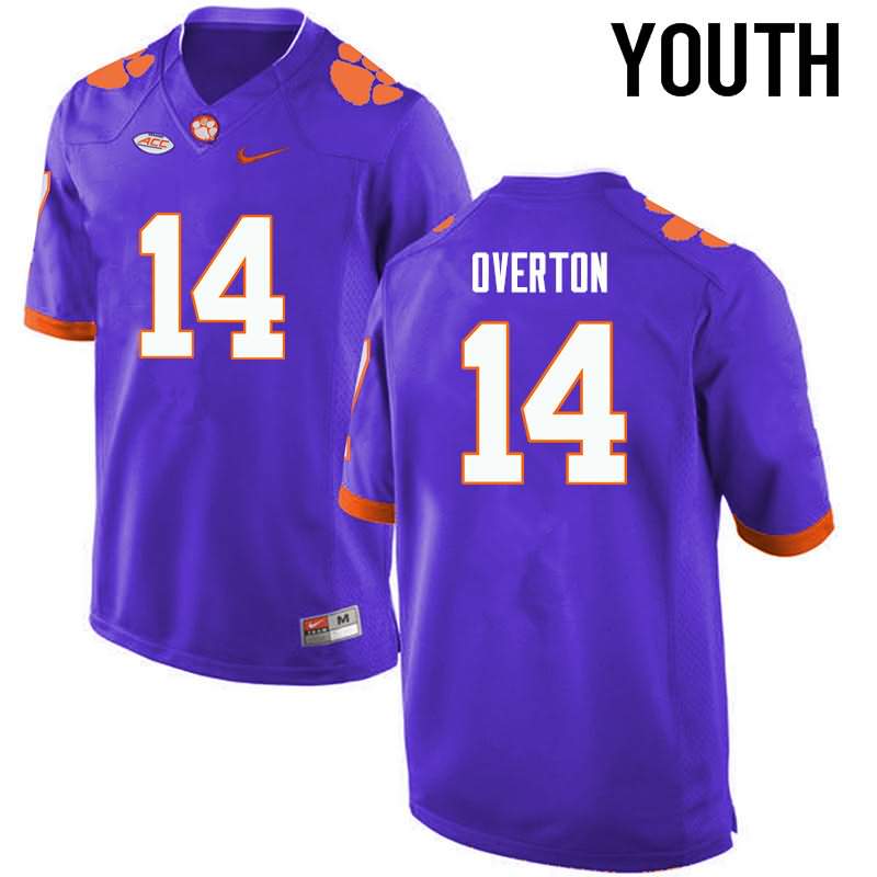 Youth Clemson Tigers Diondre Overton #14 Colloge Purple NCAA Game Football Jersey OG JFD60N5Q
