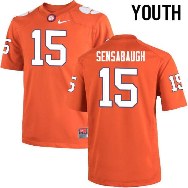 Youth Clemson Tigers Coty Sensabaugh #15 Colloge Orange NCAA Game Football Jersey Breathable YWE07N0Z