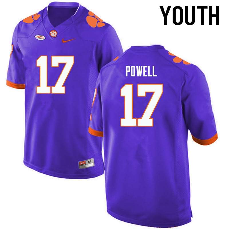 Youth Clemson Tigers Cornell Powell #17 Colloge Purple NCAA Game Football Jersey Wholesale XOE40N8S
