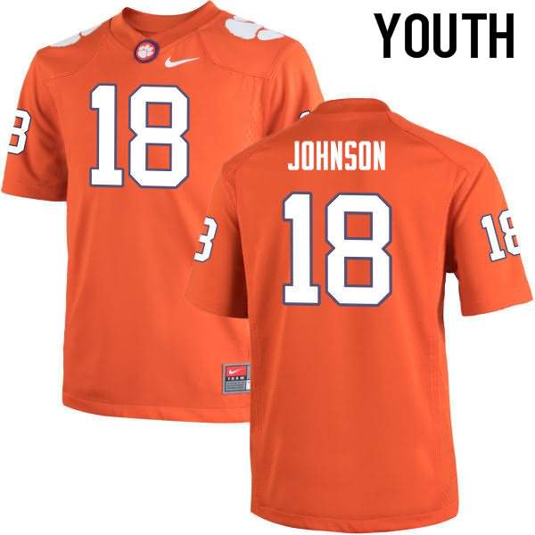 Youth Clemson Tigers Jadar Johnson #18 Colloge Orange NCAA Game Football Jersey Outlet LJU62N7V