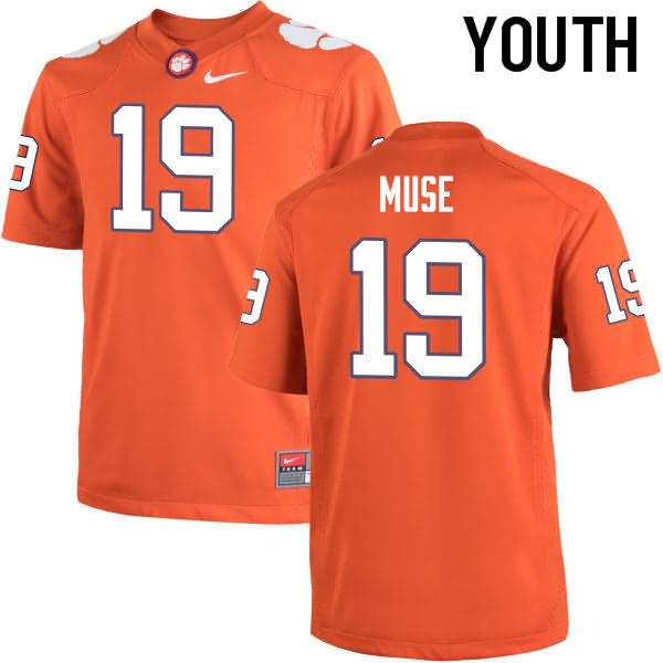 Youth Clemson Tigers Tanner Muse #19 Colloge Orange NCAA Game Football Jersey Fashion CQB30N1V