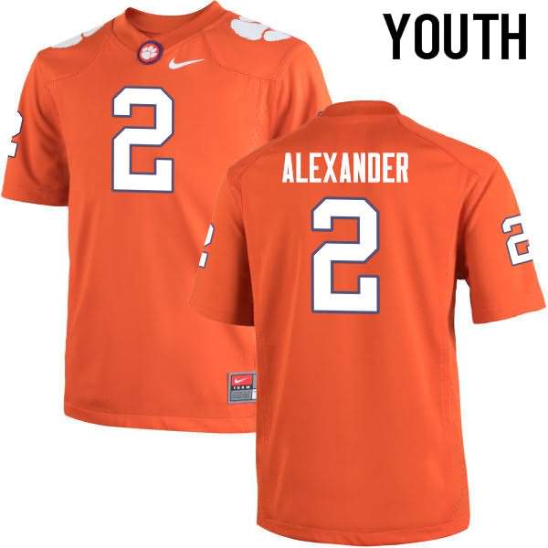 Youth Clemson Tigers Mackensie Alexander #2 Colloge Orange NCAA Game Football Jersey Trade VMS63N0D