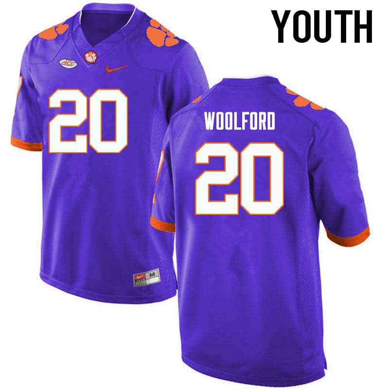Youth Clemson Tigers Donnell Woolford #20 Colloge Purple NCAA Game Football Jersey New Release QSZ60N4R