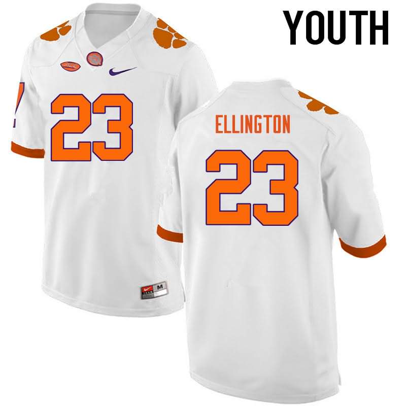 Youth Clemson Tigers Andre Ellington #23 Colloge White NCAA Game Football Jersey ventilation SQO80N0P