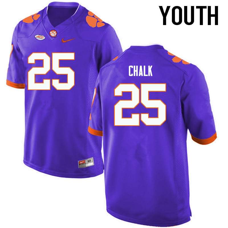 Youth Clemson Tigers J.C. Chalk #25 Colloge Purple NCAA Elite Football Jersey Limited TMB76N7H