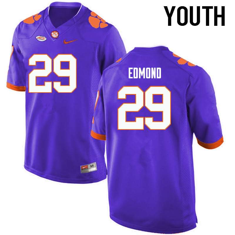 Youth Clemson Tigers Marcus Edmond #29 Colloge Purple NCAA Elite Football Jersey Original QHD01N3P
