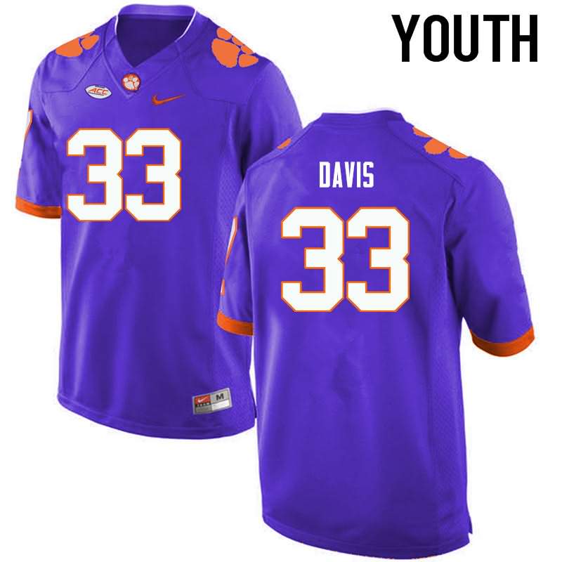 Youth Clemson Tigers J.D. Davis #33 Colloge Purple NCAA Elite Football Jersey On Sale FHU55N1W