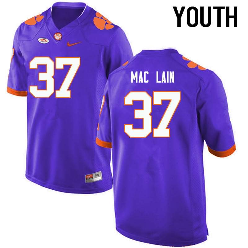 Youth Clemson Tigers Ryan Mac Lain #37 Colloge Purple NCAA Game Football Jersey Cheap HSH62N3Y