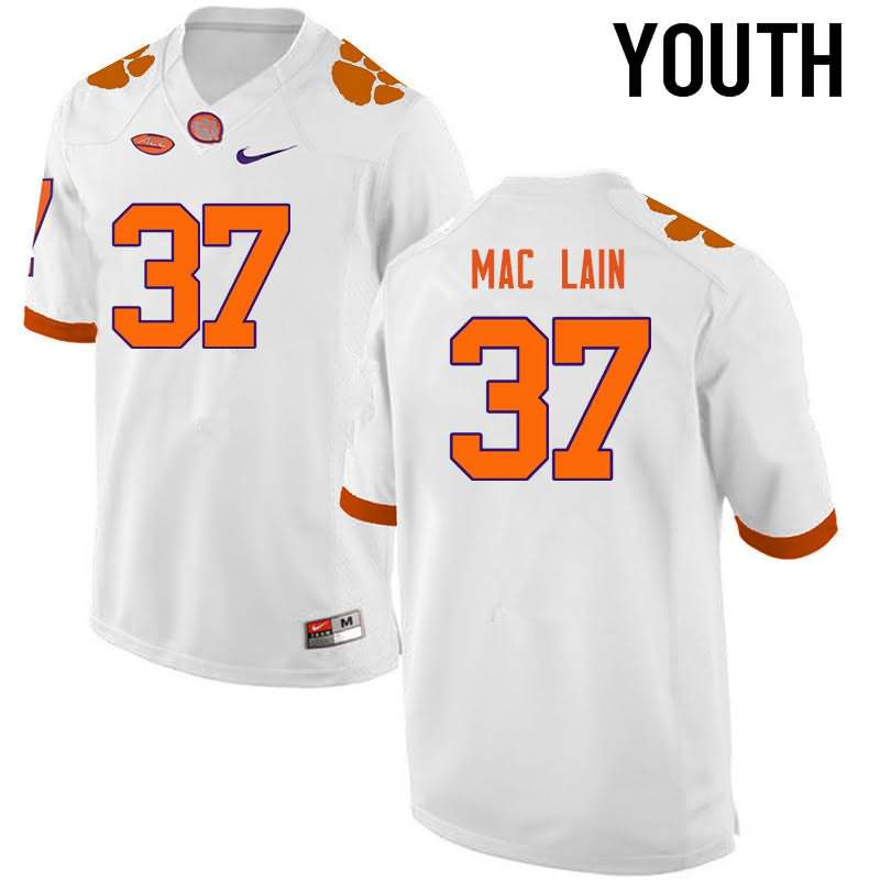 Youth Clemson Tigers Ryan Mac Lain #37 Colloge White NCAA Game Football Jersey Best DEN26N3A
