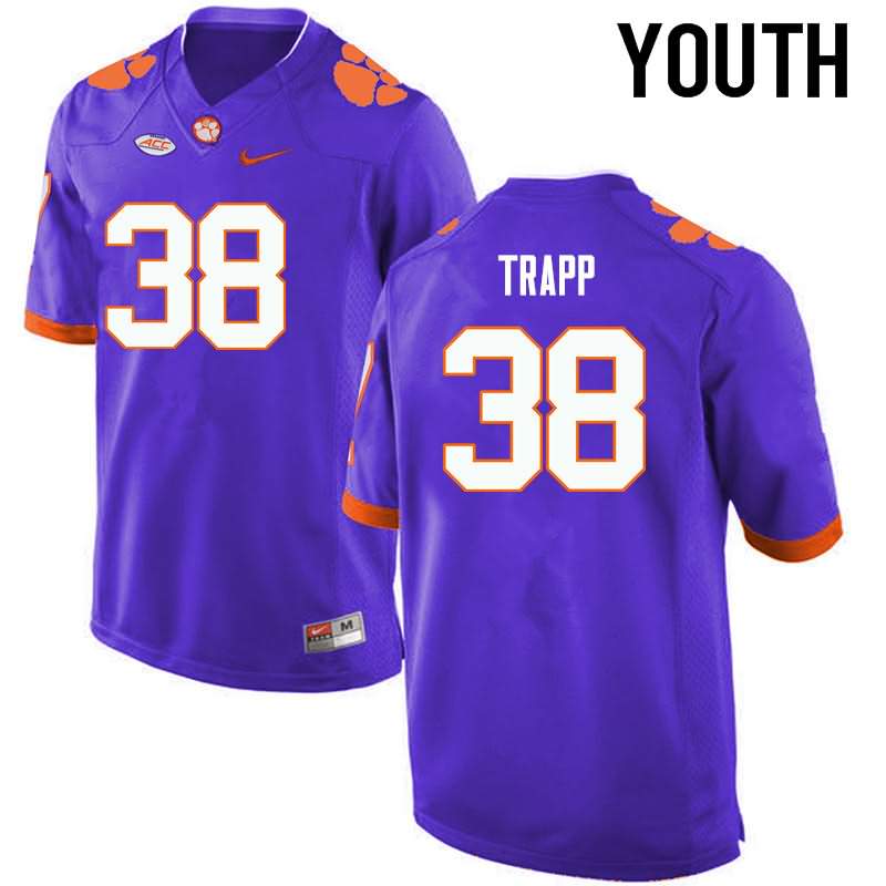 Youth Clemson Tigers Amir Trapp #38 Colloge Purple NCAA Game Football Jersey Outlet HAE67N6T