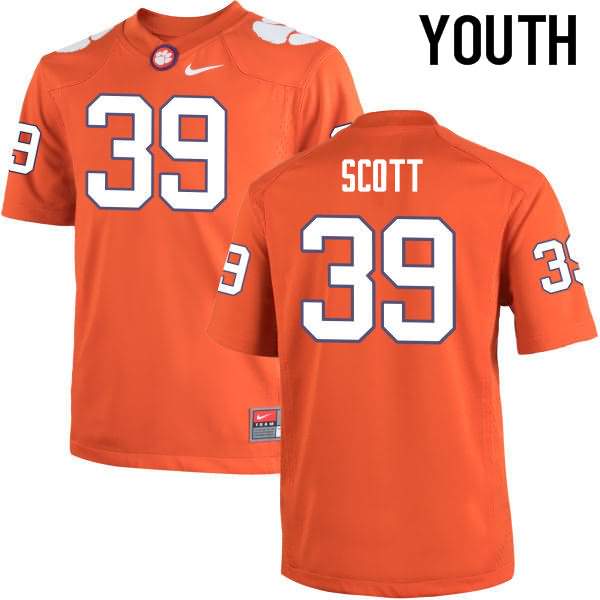 Youth Clemson Tigers Cameron Scott #39 Colloge Orange NCAA Game Football Jersey Athletic OWD16N2L