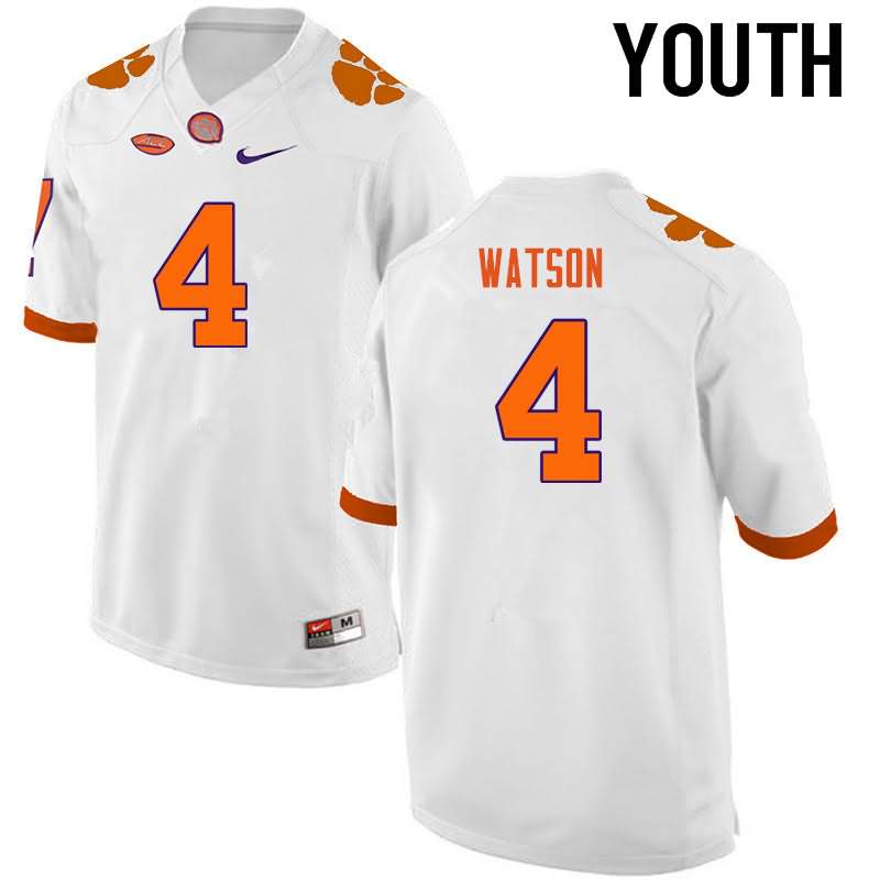 Youth Clemson Tigers Deshaun Watson #4 Colloge White NCAA Elite Football Jersey For Fans NOZ21N7G
