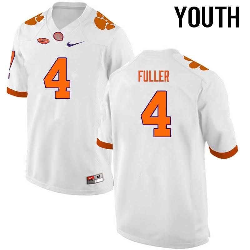 Youth Clemson Tigers Steve Fuller #4 Colloge White NCAA Game Football Jersey Stability IUC57N7P