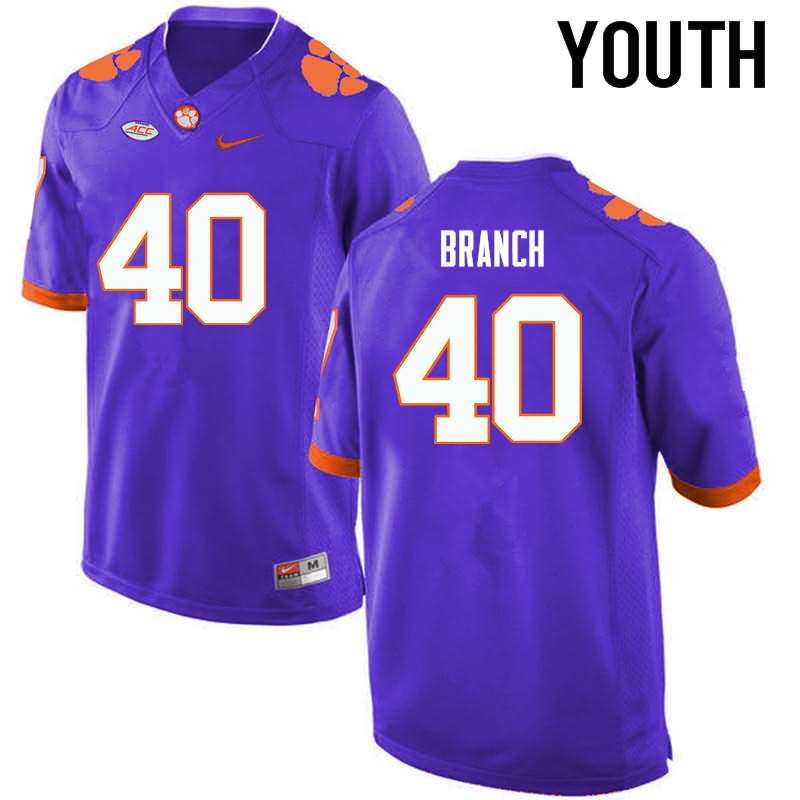 Youth Clemson Tigers Andre Branch #40 Colloge Purple NCAA Game Football Jersey Version SQI05N2V