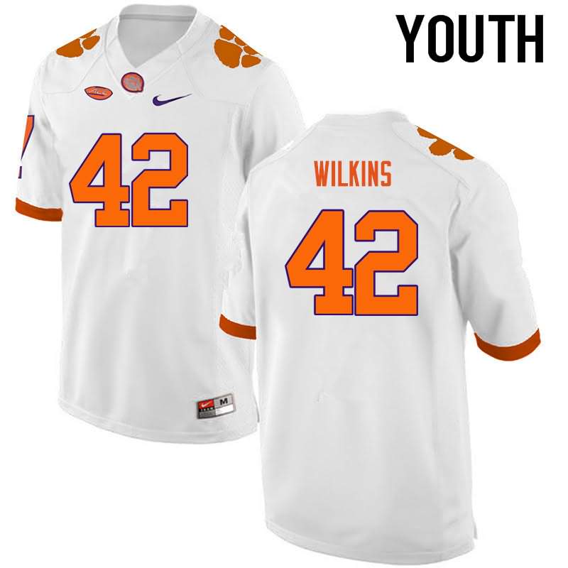 Youth Clemson Tigers Christian Wilkins #42 Colloge White NCAA Game Football Jersey Athletic TRI05N1U