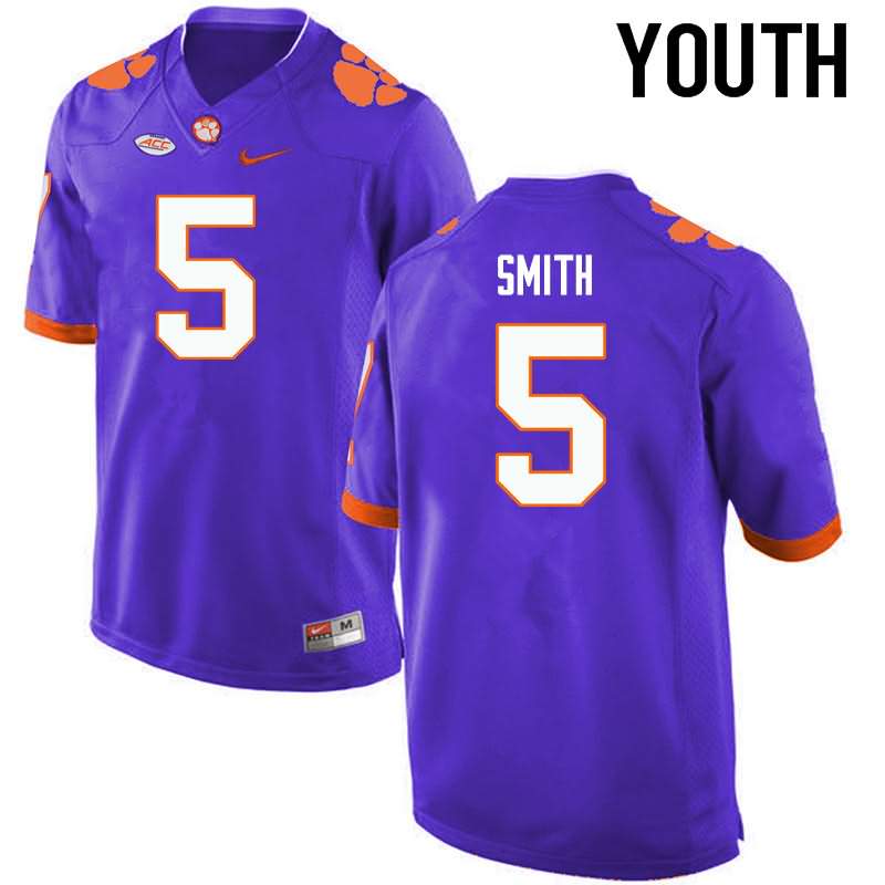 Youth Clemson Tigers Shaq Smith #5 Colloge Purple NCAA Game Football Jersey Pure GFV26N2W
