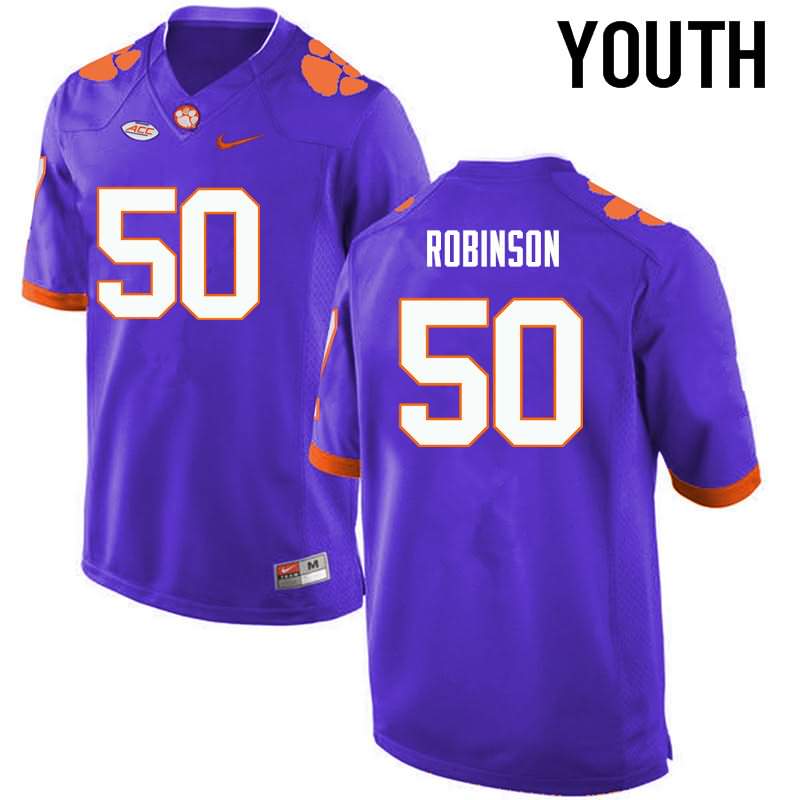 Youth Clemson Tigers Jabril Robinson #50 Colloge Purple NCAA Game Football Jersey Check Out CGB06N6H