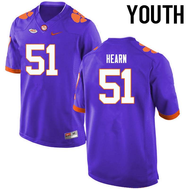 Youth Clemson Tigers Taylor Hearn #51 Colloge Purple NCAA Game Football Jersey On Sale KRY56N4Y