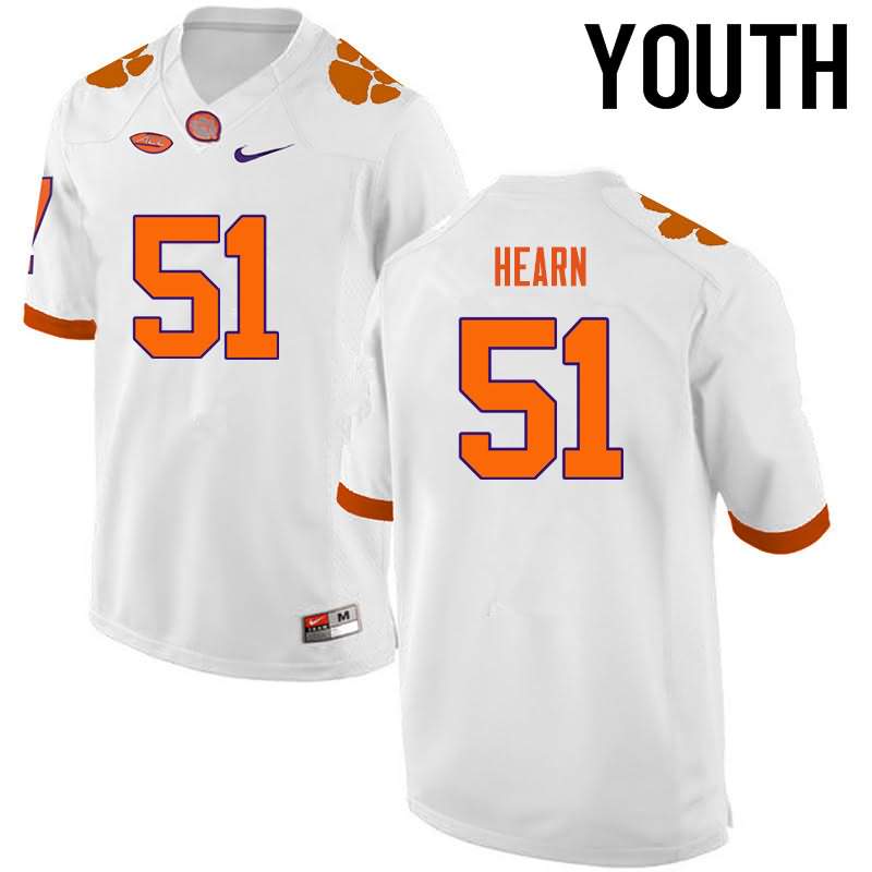 Youth Clemson Tigers Taylor Hearn #51 Colloge White NCAA Game Football Jersey Classic WYS57N0Y