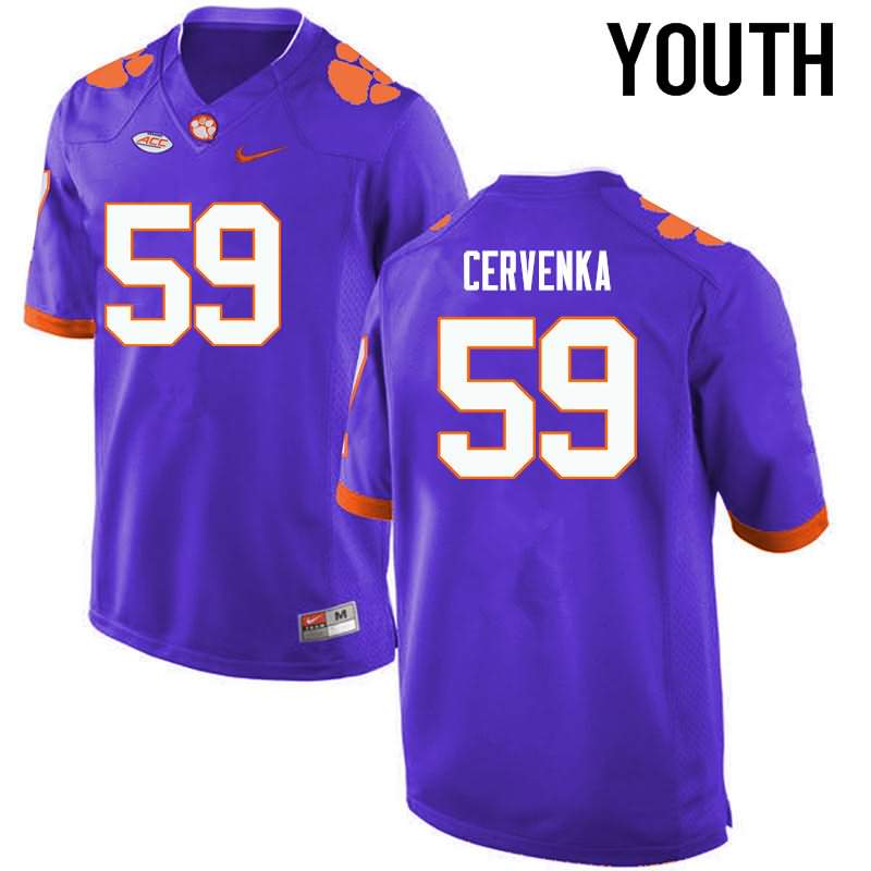 Youth Clemson Tigers Gage Cervenka #59 Colloge Purple NCAA Game Football Jersey Colors JOQ05N1G
