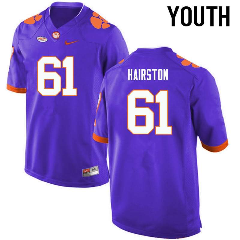 Youth Clemson Tigers Chris Hairston #61 Colloge Purple NCAA Game Football Jersey Designated VYP32N6O