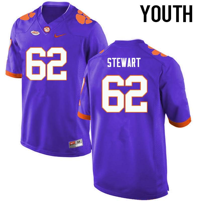 Youth Clemson Tigers Cade Stewart #62 Colloge Purple NCAA Game Football Jersey October GXF21N3I