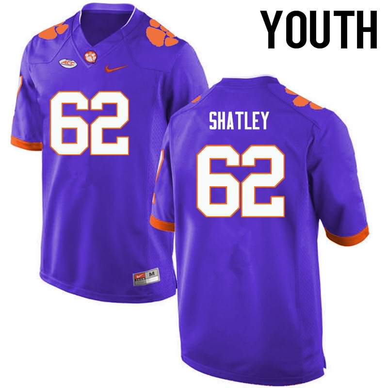 Youth Clemson Tigers Tyler Shatley #62 Colloge Purple NCAA Game Football Jersey In Stock EZB51N3R