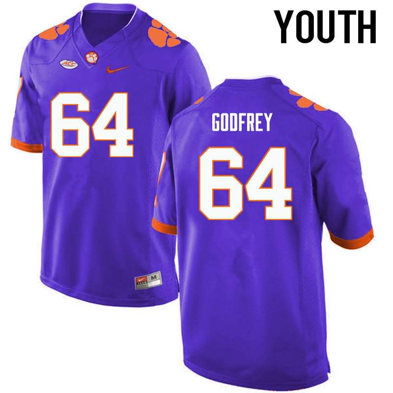 Youth Clemson Tigers Pat Godfrey #64 Colloge Purple NCAA Game Football Jersey Hot Sale CNX23N6L