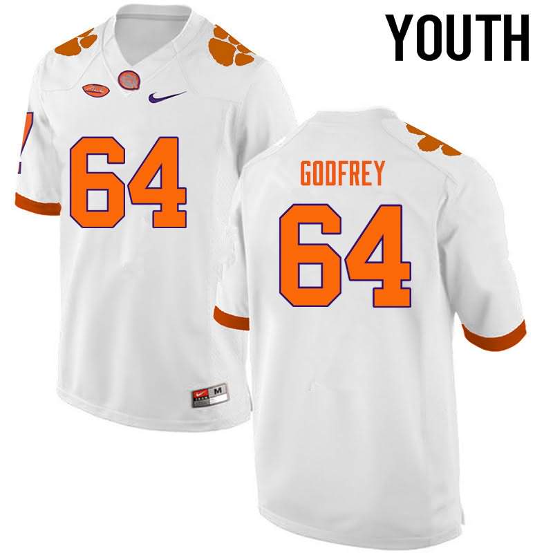 Youth Clemson Tigers Pat Godfrey #64 Colloge White NCAA Game Football Jersey Holiday ECE40N4T