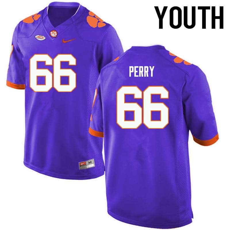 Youth Clemson Tigers William Perry #66 Colloge Purple NCAA Game Football Jersey High Quality MCR54N6B