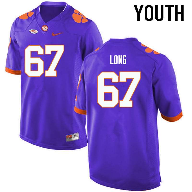Youth Clemson Tigers Stacy Long #67 Colloge Purple NCAA Game Football Jersey Latest FFH27N0I