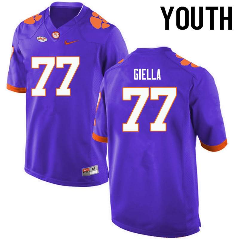 Youth Clemson Tigers Zach Giella #77 Colloge Purple NCAA Game Football Jersey Best ZPF31N3P