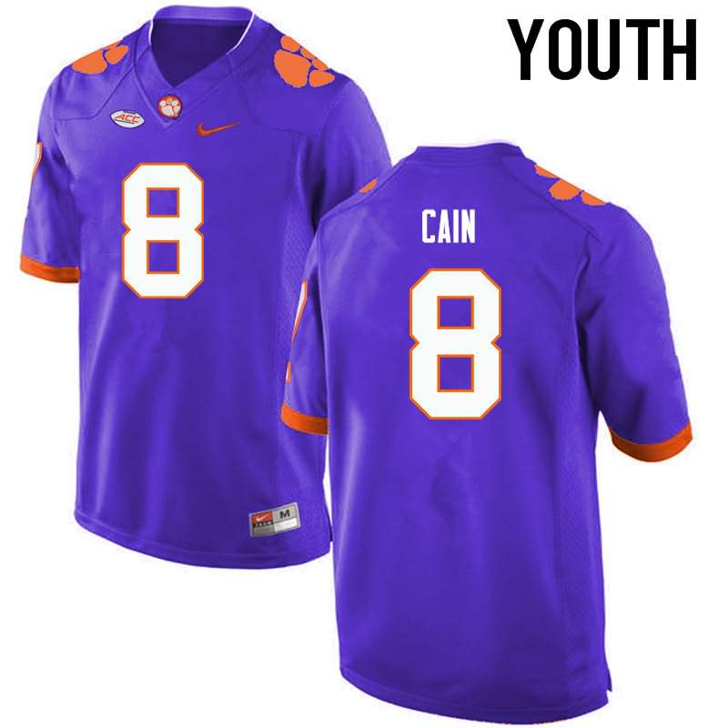 Youth Clemson Tigers Deon Cain #8 Colloge Purple NCAA Elite Football Jersey Fashion CBK78N4L