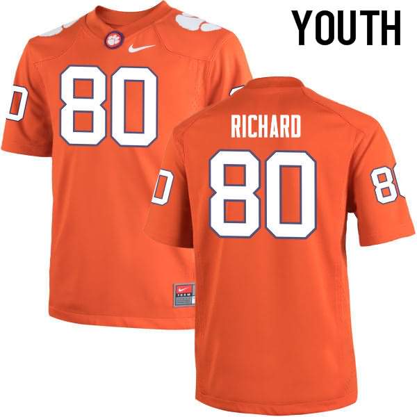 Youth Clemson Tigers Milan Richard #80 Colloge Orange NCAA Game Football Jersey Top Quality CFO00N5T