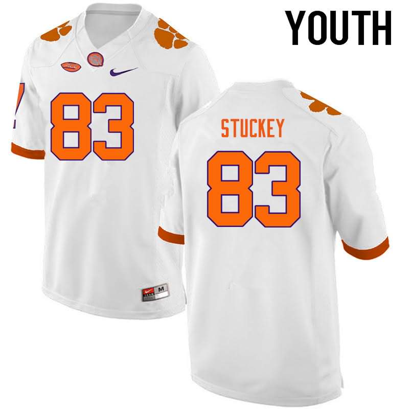Youth Clemson Tigers Jim Stuckey #83 Colloge White NCAA Game Football Jersey Online NYB41N7O
