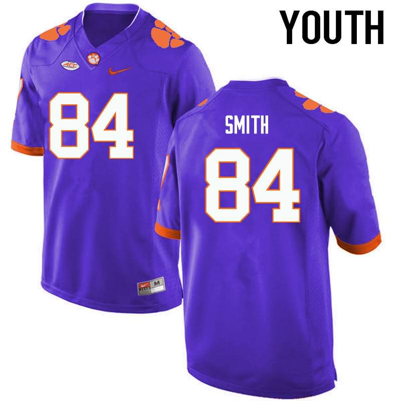 Youth Clemson Tigers Cannon Smith #84 Colloge Purple NCAA Game Football Jersey Authentic JHR22N8B