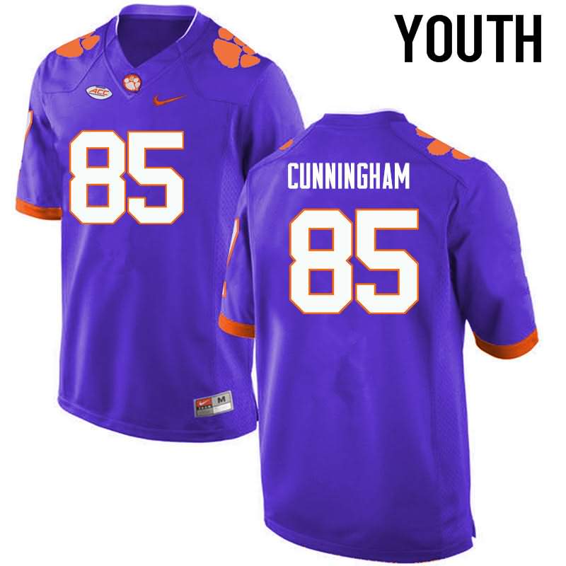 Youth Clemson Tigers Bennie Cunningham #85 Colloge Purple NCAA Game Football Jersey Stability XNE83N0P