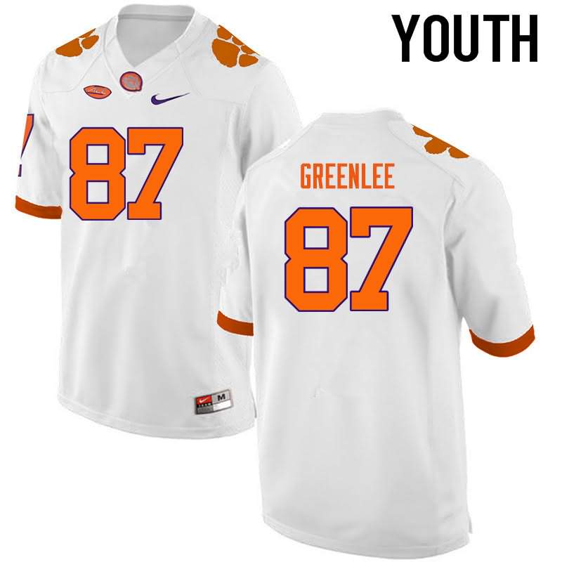 Youth Clemson Tigers D.J. Greenlee #87 Colloge White NCAA Game Football Jersey Trade DNP82N1M