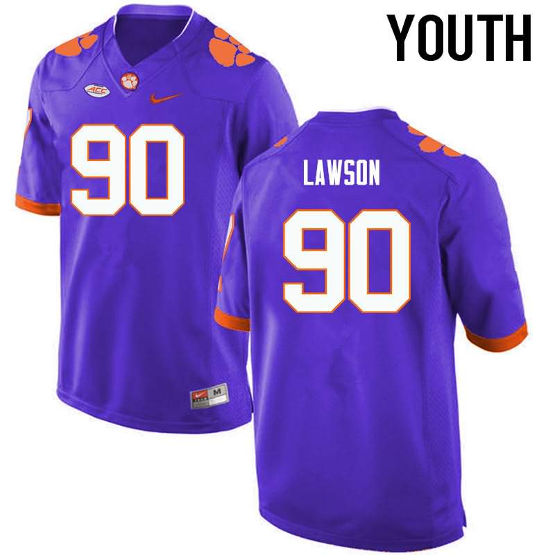 Youth Clemson Tigers Shaq Lawson #90 Colloge Purple NCAA Game Football Jersey August YRC76N6O