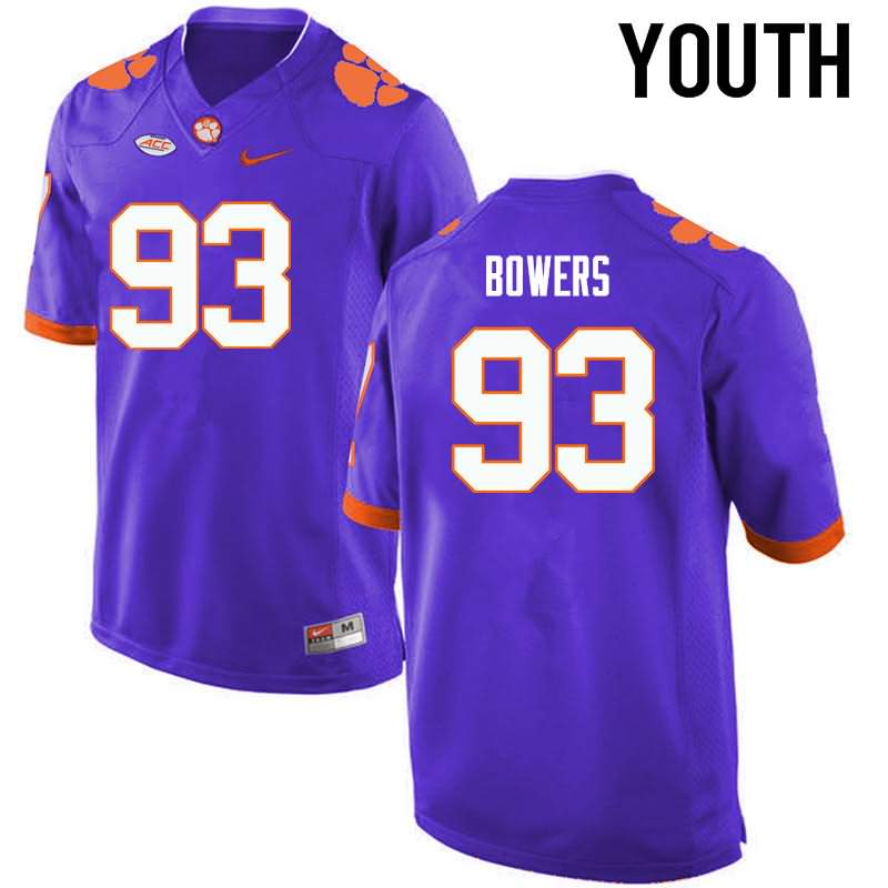 Youth Clemson Tigers DaQuan Bowers #93 Colloge Purple NCAA Game Football Jersey New Style PSK60N3M