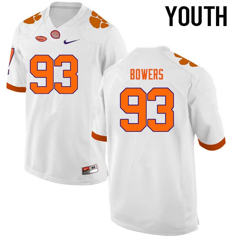 Youth Clemson Tigers DaQuan Bowers #93 Colloge White NCAA Game Football Jersey On Sale ZZW08N5S