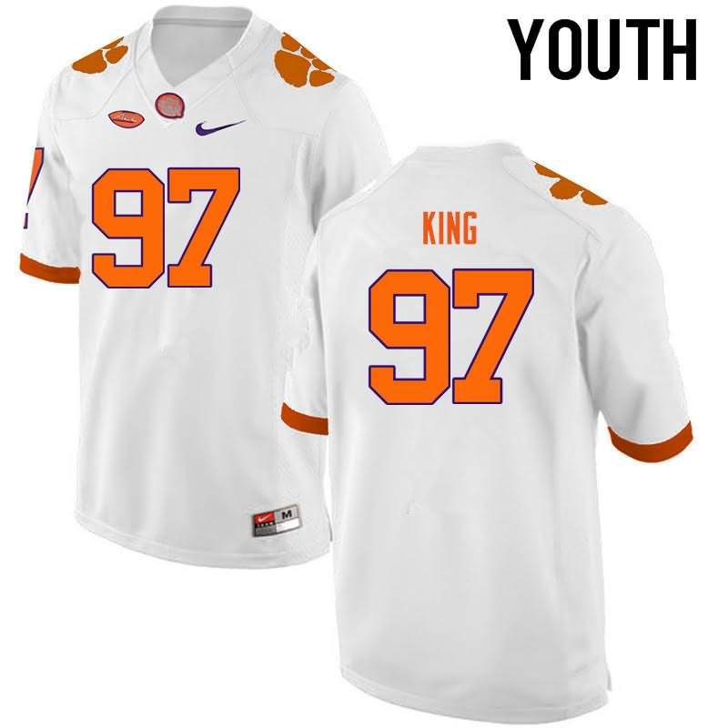 Youth Clemson Tigers Carson King #97 Colloge White NCAA Game Football Jersey March IKD33N4R
