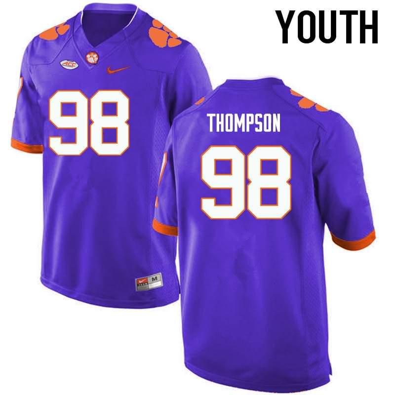 Youth Clemson Tigers Brandon Thompson #98 Colloge Purple NCAA Game Football Jersey Hot Sale SMM18N3Q