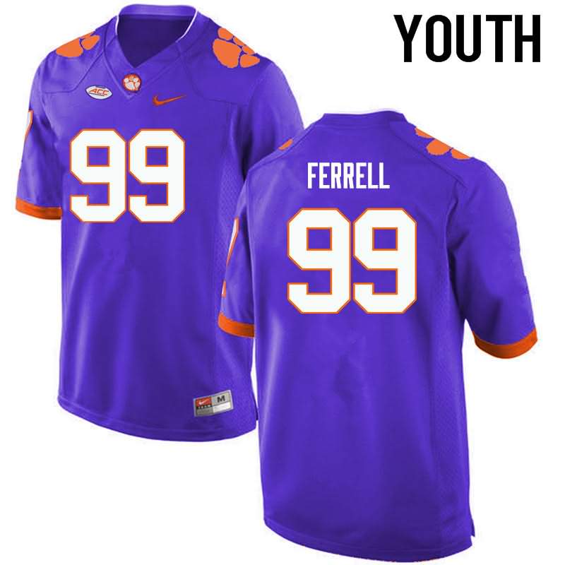 Youth Clemson Tigers Clelin Ferrell #99 Colloge Purple NCAA Game Football Jersey Holiday YCW25N5N